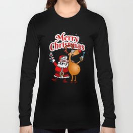 Merry Christmas - Santa Claus and his Reindeer Long Sleeve T-shirt