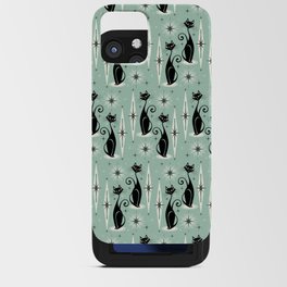 Mid Century Meow Retro Atomic Cats Mint iPhone Card Case