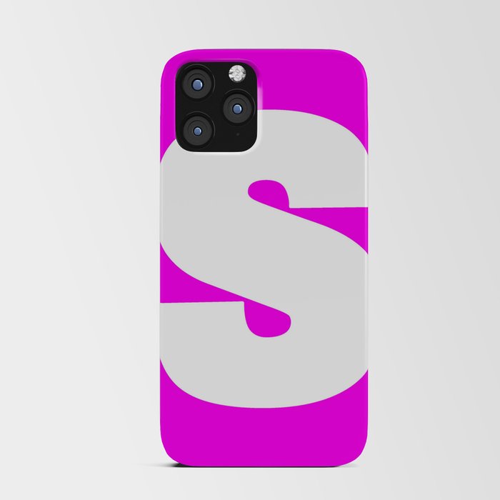 S (White & Magenta Letter) iPhone Card Case