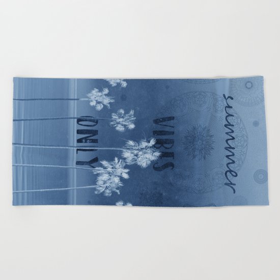 summer vibes only vintage blue Beach Towel