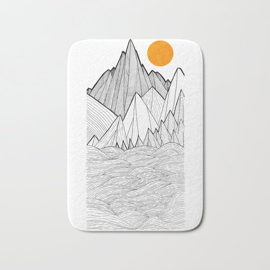The waves and the mountains under the sun Bath Mat