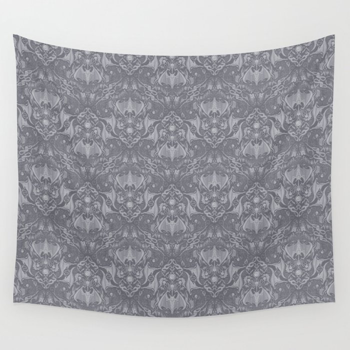 Bats and Beasts - Gray and White Wall Tapestry