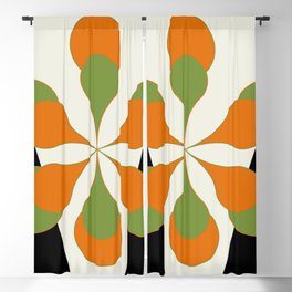 Mid-Century Modern Art 1.4 - Green & Orange Flower Blackout Curtain