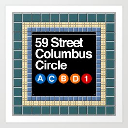 subway columbus circle sign Art Print