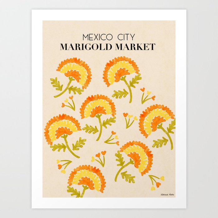 Marigold print- Mexico City Flower Market  Art Print