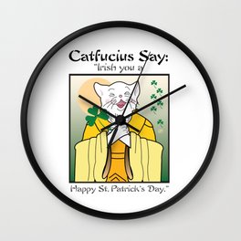 Catfucius St. Patrick's Day Funny Greeting Wall Clock