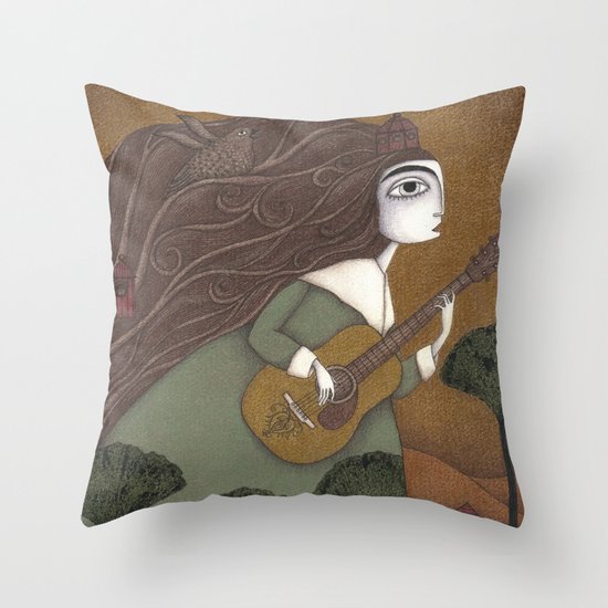The Guitar Player Throw Pillow