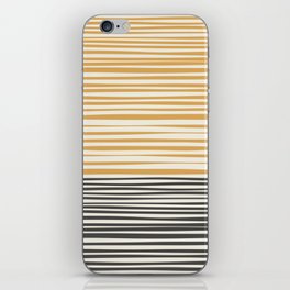 Natural Stripes Modern Minimalist Colour Block Pattern in Charcoal Grey, Muted Mustard Gold, and Cream Beige iPhone Skin