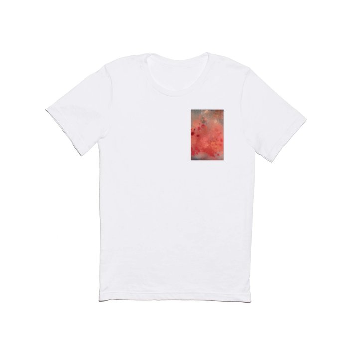 Coral peach grey letter batic look T Shirt