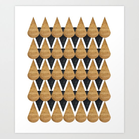 RainDrops Black & Gold Art Print