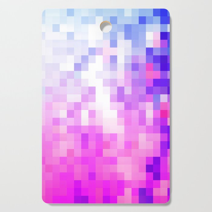 geometric pixel square pattern abstract background in pink purple blue Cutting Board
