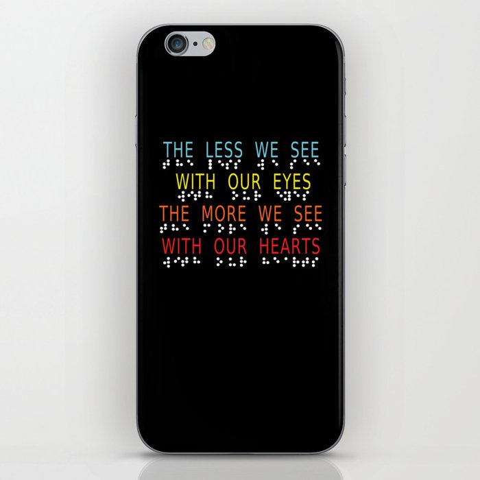 Vintage Less Eyes More Heart Impaired Dots Braille iPhone Skin