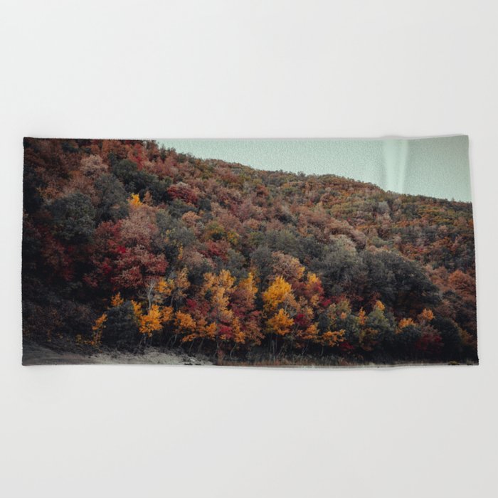 Fall Colors - Dark Theme Beach Towel