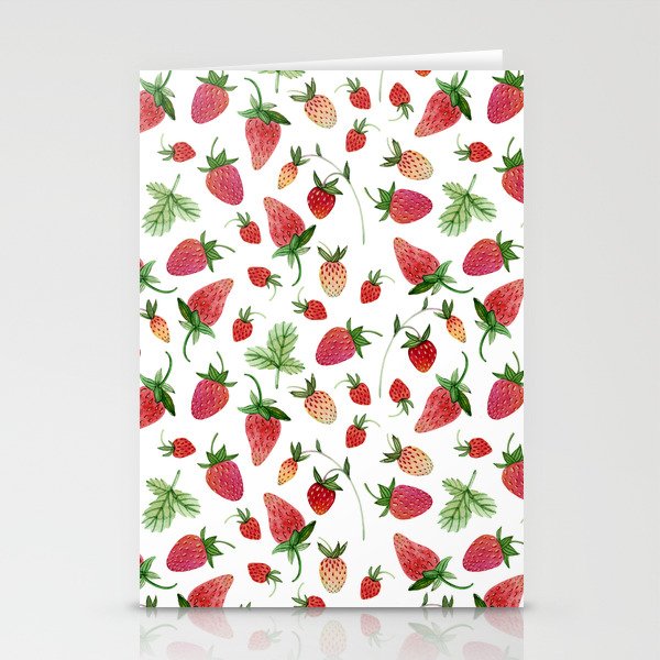 Watercolor Strawberry Stationery Cards