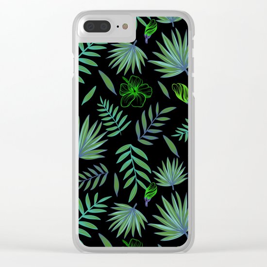 GREEN LEAVES PATTERN Clear iPhone Case