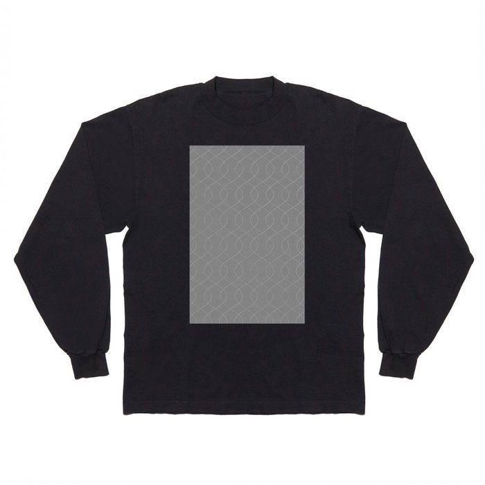 Geometric Abstract Gray Wave Lines Pattern Long Sleeve T Shirt