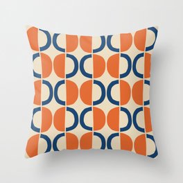Mid Century Modern Scandinavian Pattern 534 Beige Blue and Orange Throw Pillow