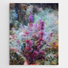 Romantic purple wildflowers bouquet abstract digital painting Jigsaw Puzzle