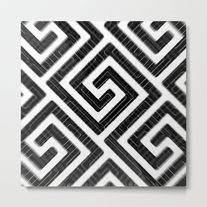 Modern Abstract Greek Pattern Metal Print