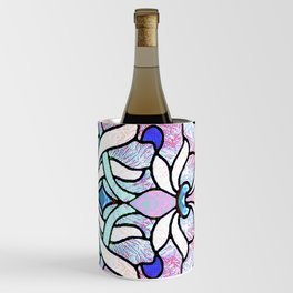 Delicate Stained-glass in Victorian Blue Detail Wine Chiller