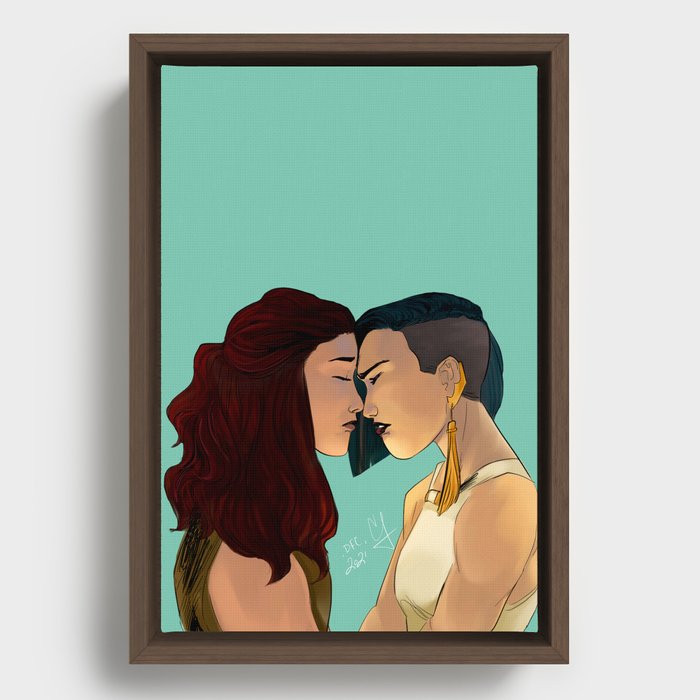 Forehead touch Framed Canvas