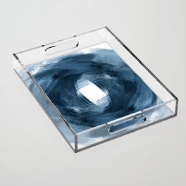 Blue Modern Abstract Brushstroke Painting Vortex Acrylic Tray