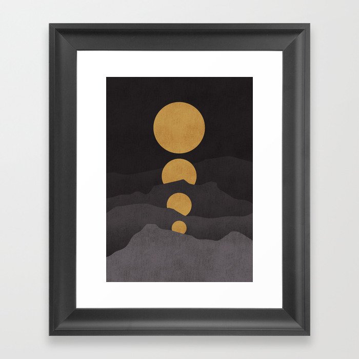 Rise of the golden moon Framed Art Print