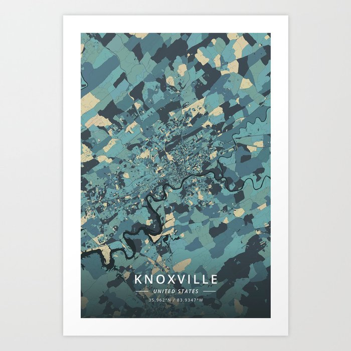 Knoxville, United States - Cream Blue Art Print
