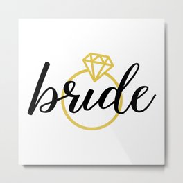 Bride with Diamond Ring (Gold) Metal Print