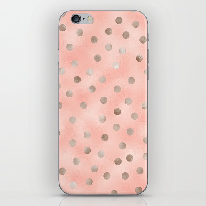 Rosy silver polka dots iPhone Skin