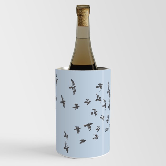 "No net ensnares me" + flock of birds - Jane Eyre quote, Charlotte Bronte (pale blue background) Wine Chiller