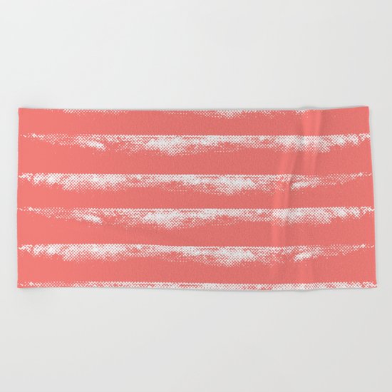 Irregular Stripes Coral Beach Towel