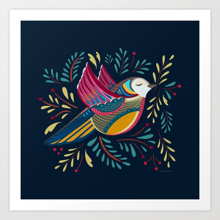 Peace Bird | Navy Art Print