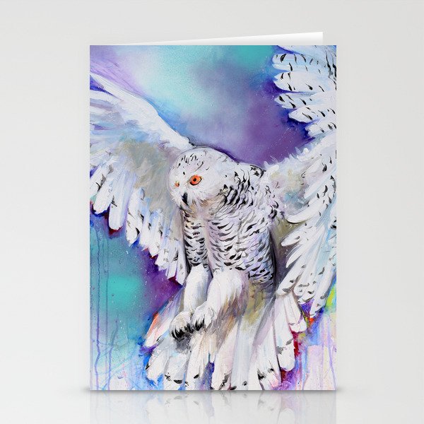Flying White Owl Modern Watercolor Stationery Cards By Soostiberiu Society6