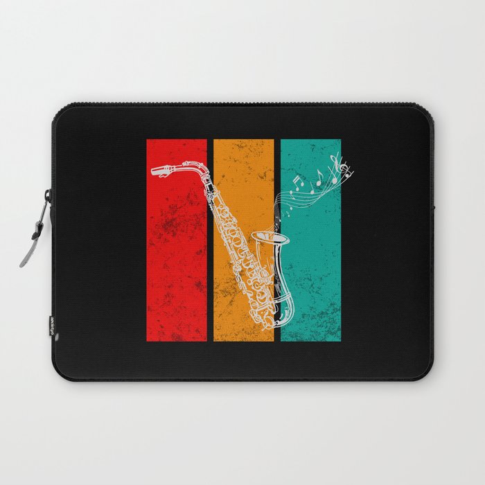 Saxophone Vintage Style With Music Notes Laptop Sleeve