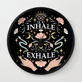 Breathe, inhale exhale yogi zen master poster black Wall Clock