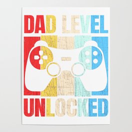 Mens Pregnancy Announcement Dad Level Unlocked Soon To Be Father Poster