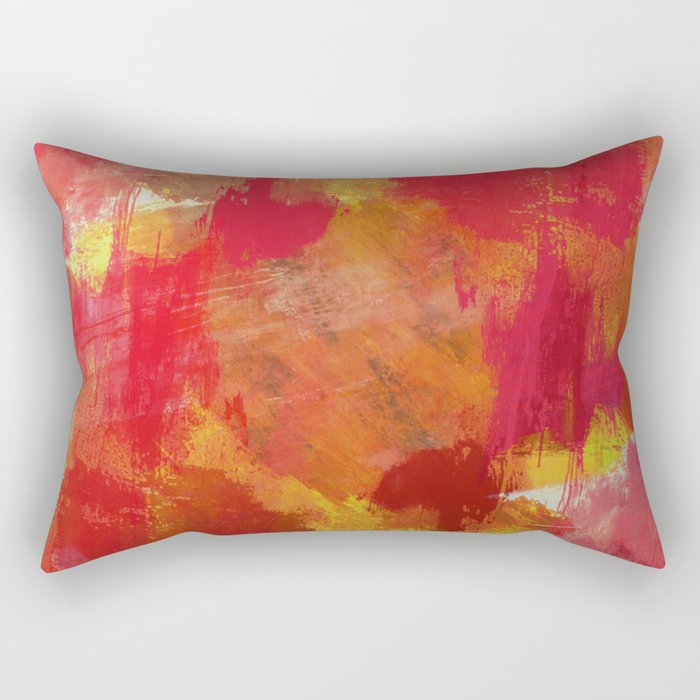 Fight Fire With Fire - Textured Metallic Abstract in red, white, black, orange and yellow Rectangular Pillow