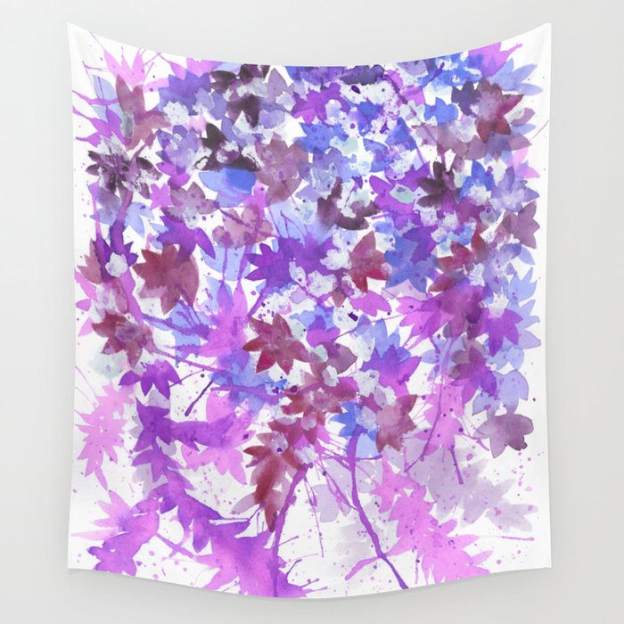 Purple Floral Watercolor Wall Tapestry
