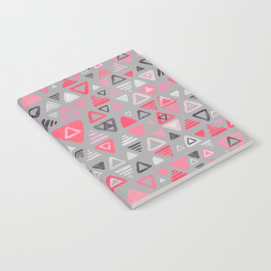 Summer Melon Hot Pink Triangles on Grey Notebook