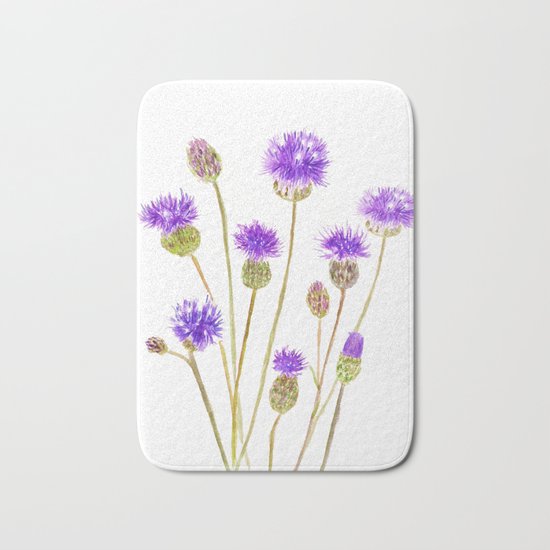 purple thorny wildflower Bath Mat