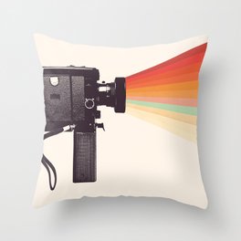 Movie Camera Rainbow Throw Pillow