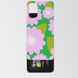 Cheerful Pink Summer Flowers On Kelly Green Android Card Case