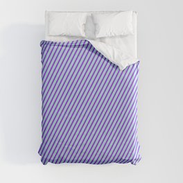 [ Thumbnail: Powder Blue & Purple Colored Stripes Pattern Duvet Cover ]