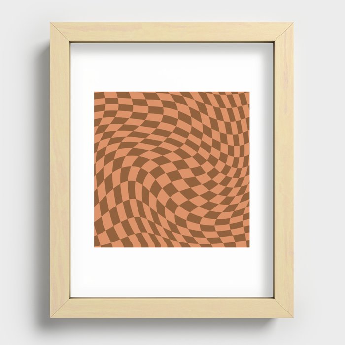 Earth tone swirl checker var 2 Recessed Framed Print