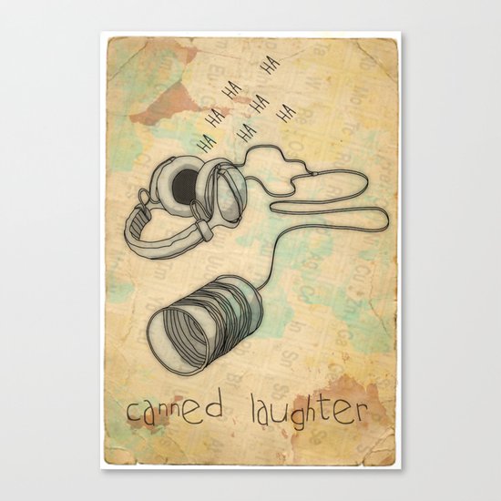 canned laughter _ head phones Canvas Print