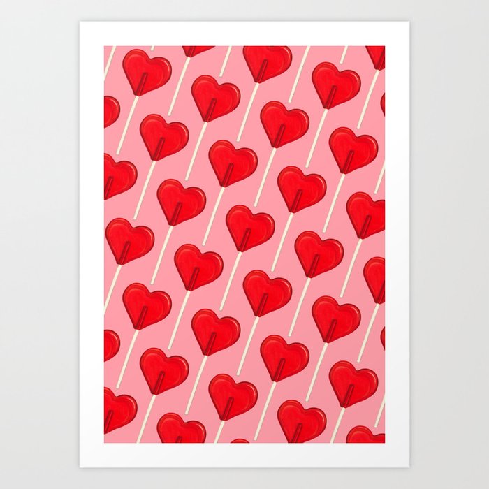 Heart Lollipop - Pink Art Print