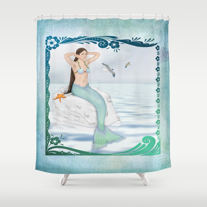Seaside Mermaid Shower Curtain By Spice Society6