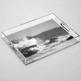 Ocean Waves Crashing on a Rocky Shore Acrylic Tray