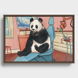 Panda At The Dentist Framed Canvas